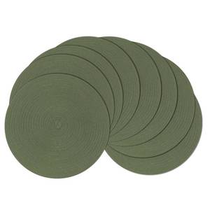 lot 383 image: SHACOS Round Placemats Set of 8 Washable 15 inch Round Table Mats Cotton Polyester Woven Braided Place Mats for Dining Table Wedding Party Decor (Olive Green, 8) - Retail $25
