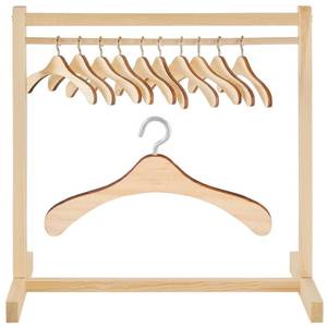 lot 392 image: Civaner 22 Pcs Doll Garment Rack with Wooden Clothes Hanger for 18 Inch Girl Doll Clothes Mini Hangers Wardrobe Furniture Accessories for Dollhouse Baby Shower Supplies (Wood) - Retail $35
