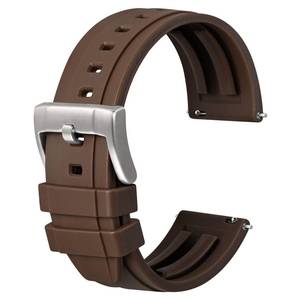 lot 400 image: Anbeer Premium Silicone Watch Bands,Quick Release Rubber Watch Strap for Men and Women,Strap Width 22mm,Brown with Silver Buckle - Retail $14