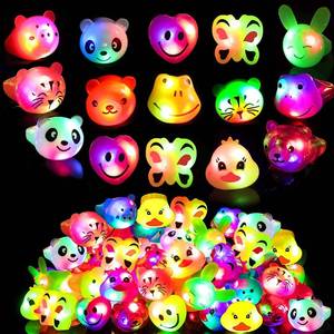 lot 410 image: 18 Pcs LED Light Up Ring - Colorful Flashing Bumpy Rings Finger Toys Novelty Glow in the Dark Soft Jelly Blinking Rings Party Favors for Adults Kids Bachelorette Party Halloween Concert Gifts - Retail $10