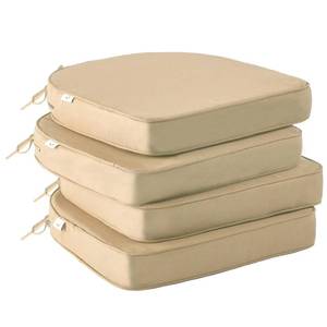 lot 419 image: IPYNBAP Outdoor Chair Cushions Set of 4 -Waterproof Outdoor Seat Cushions for Patio Furniture, Patio Chair Cushion with Handle and Ties, Out Door Chair Pads,17x16x2-Round, Beige - Retail $20