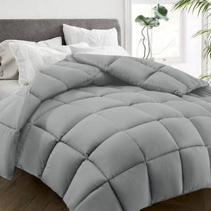 lot 430 image: HYLEORY All Season King Size Bed Comforter - Cooling Down Alternative Quilted Duvet Insert with Corner Tabs - Winter Warm - Machine Washable - Light Grey - Retail $42