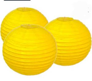 lot 468 image: TWO PACK Round Paper Lanterns Lamp Wedding Birthday Party Decoration (Yellow, 1435CM) - Retail $0