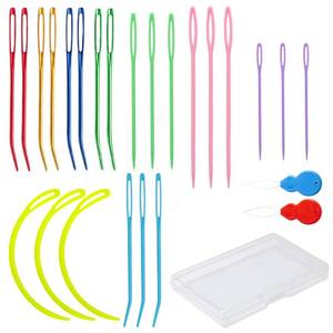 lot 483 image: Hilsayum 25 Pcs Yarn Needles Set, Curved Darning Needles for Yarn,Plastic Yarn Needles Large Eye Sewing Needles Bent Tapestry Needle Weaving Needle with Box (25) - Retail $6
