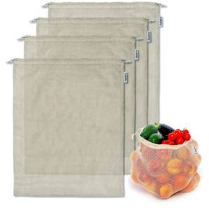 lot 485 image: 3pack Reusable Produce Bags Grocery Washable XL, Organic Cotton Mesh Produce Bags Double-Stitched Vegetable Grocery Reusable, Tare Weight, Cotton Produce Bags Reusable Washable, Produce bgs XL - Retail $0