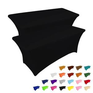lot 498 image: IVAPUPU 2 Pack 6FT Black Table Cloth for Rectangular Spandex Table Cover - Retail $16