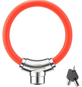 lot 503 image: ROCKBROS Anti-Theft Bike Cable Lock, Red, Portable, Key Lock, Rustproof7-Pin Zinc Alloy Core, 11.8 Unfolded, One-Press Locking, Multi-Section Interlocking, for BikeGateFenceGrill - Retail $0