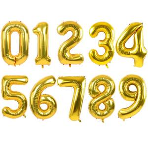 lot 506 image: TONIFUL Number Balloons 16 Inch Gold 0-9 Number Mylar Foil Balloons 10 Pcs Gold Custom Digital Balloons for Birthday Party Engagement Graduations Anniversary Baby Shower Decorations Party Supplies - Retail $7