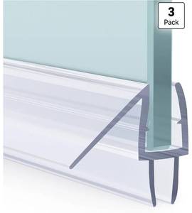 lot 511 image: AmazerBath 3-Pack 15.75 Shower Door Bottom Seal for 14(6mm) Glass - 3-Section Segmented Shower Installation Kits for Frameless Glass Door Seal Strip - Retail $0