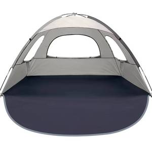 lot 521 image: WhiteFang Beach Tent Anti-UV Portable Sun Shade Shelter for 3468 Person, Extendable Floor with 3 Ventilating Mesh Windows Plus Carrying Bag, Stakes and Guy Lines - Retail $0