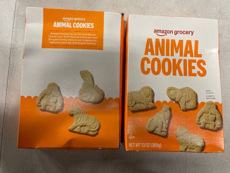lot 3580 image: 2 BOXES of Amazon Grocery, Animal Cookies, 13 Oz (Previously Happy Belly)