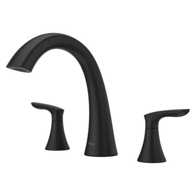 lot 6048 image: Pfister Rt6-5Wr Weller Deck Mounted Roman Tub Filler Trim - Black - Retail $220.40