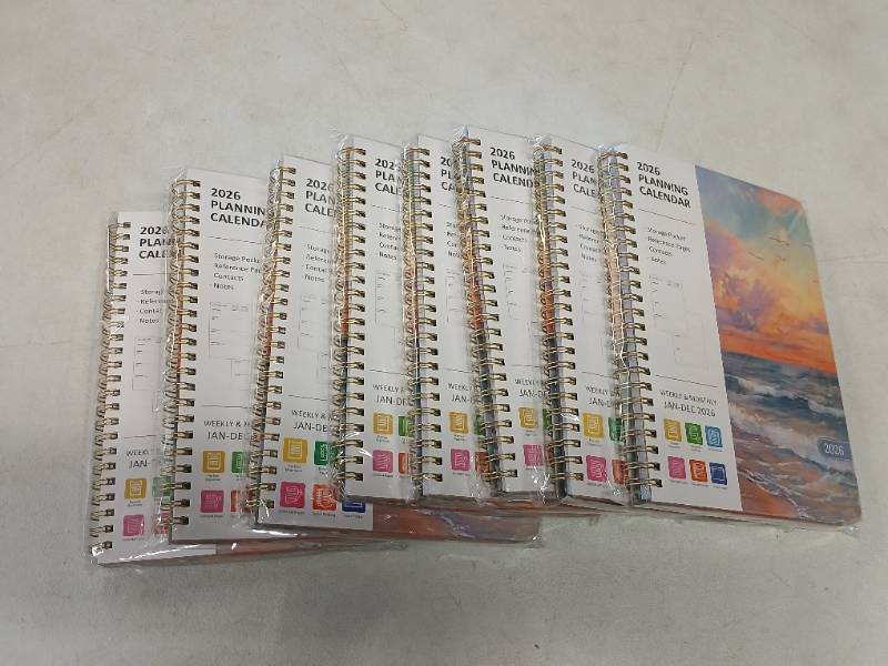 lot 6023 image: LOT OF EIGHT - 2026 Planner, Weekly and Monthly Calendar Planning Book, Jan 2026 - Dec 2026, Academic Agenda Planner for School Supplies and Office Desk Accessories - A5 (6.3 x 8.5)