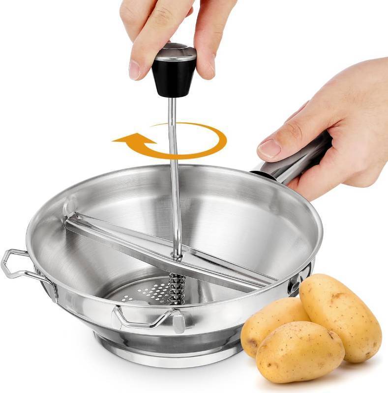 lot 3183 image: Food Mill Stainless Steel, Rotary Food Mill for Tomato Sauce, Mashed Potatoes, Applesauce, Jams and More, Potato Ricer (Silver)