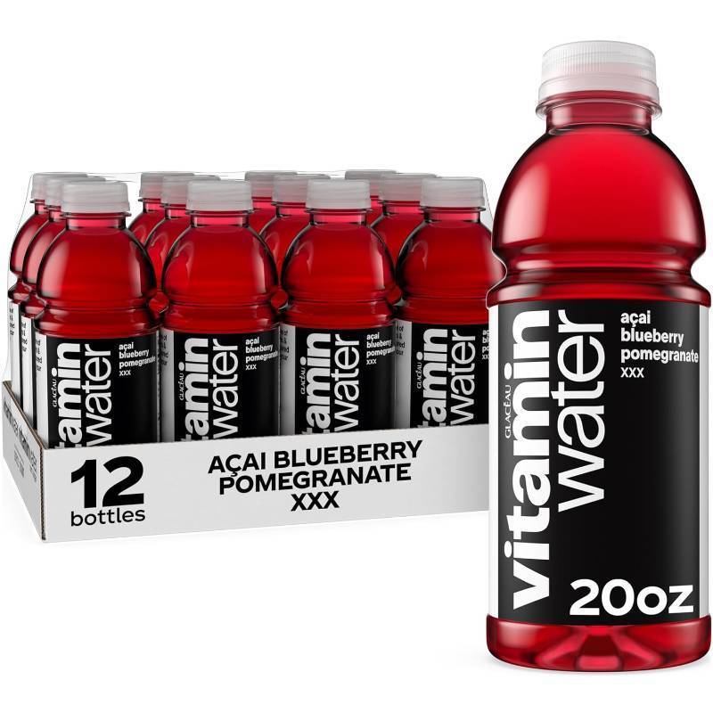 lot 3918 image: vitaminwater XXX A ai Blueberry Pomegranate Nutrient Enhanced Flavored Water Beverage, 20 fl oz Bottles, 12 Pack
