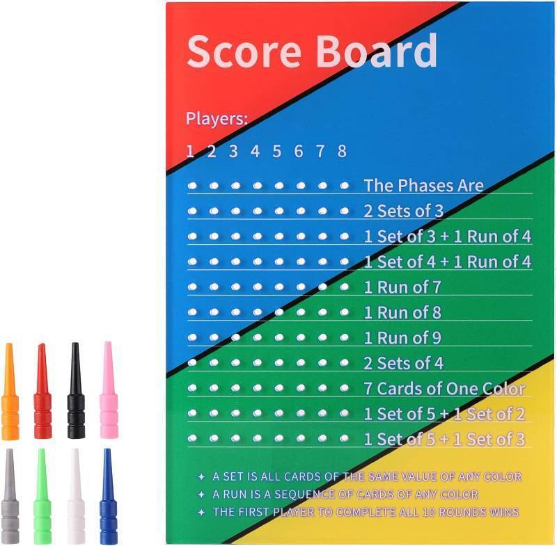 lot 2290 image: Score Board, Premium Acrylic Scoreboard Score Sheet with 8 Colored Pegs Funny Board Card Game Accessories Suitable for Party Family Friends Game Night