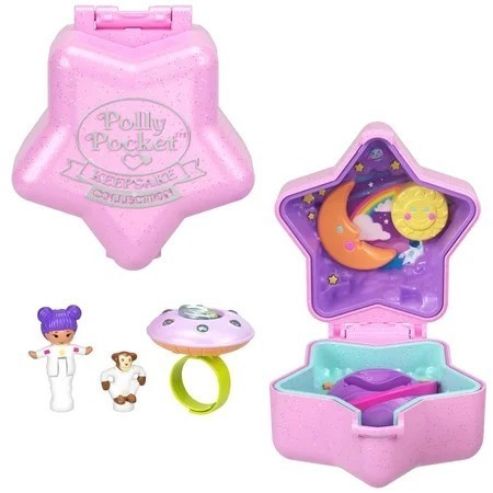lot 5555 image: Polly Pocket Collector, Fairy Meadow Ring and Case, Heritage Micro Dolls & Keepsake Compact Playset