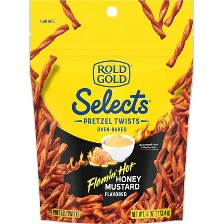 lot 8890 image: Rold Gold Selects Oven-Baked Flamin Hot Honey Mustard Flavored Pretzel Twists 4 oz