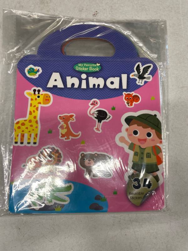 lot 5694 image: Reusable Sticker Books for Toddlers, Jelly Stickers Activity Books, 3 Sets Kids Sticker Book Toddler, Reusable Sticker Book Toddler Travel Toys Waterproof Sticker Books for Kids - Animals, Room, Vehicle