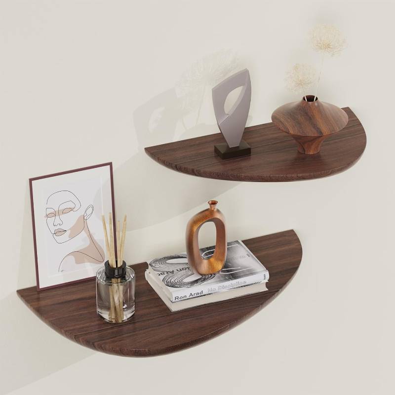 lot 2818 image: Floating Shelves for Wall,Solid Ash Wood Floating Wall Shelves Set of 2,Rustic Farmhouse Wooden Small Floating Wall Shelf for Living Rooms,Bedrooms,Bathrooms,Kitchen,Offices Decor,Books