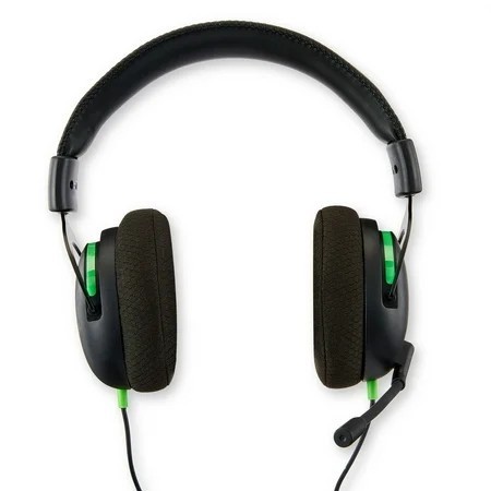 lot 6144 image: onn. Xbox Wired Video Gaming Headset with 3.5mm Connector, Flip-to-Mute Mic, Lightweight Steel - Black and Green