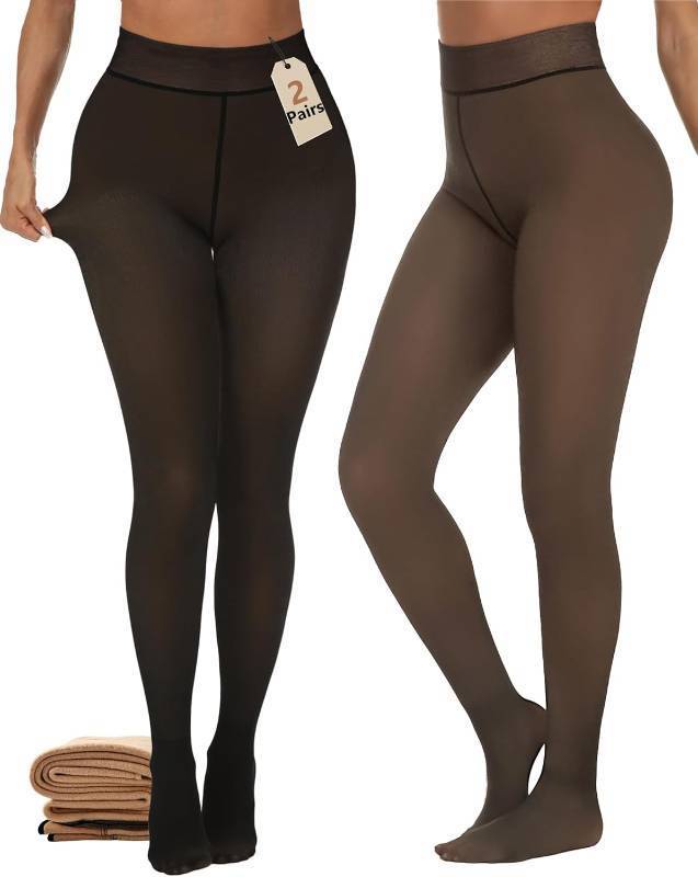 lot 2750 image: Buauty Fleece Lined Tights for Women Fake Translucent Thermal Leggings High Waist Thick Warm Tights Pantyhose for Winter