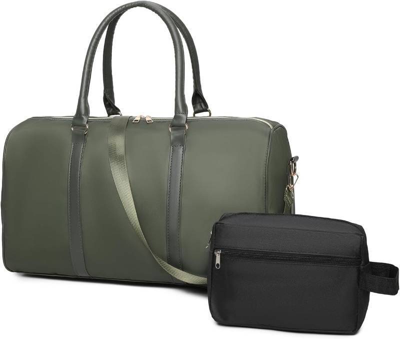 lot 2695 image: Men s Lightweight Nylon Duffle Bag for Travel Weekender Gym Overnight, 29L Small Carry On Bags, Green