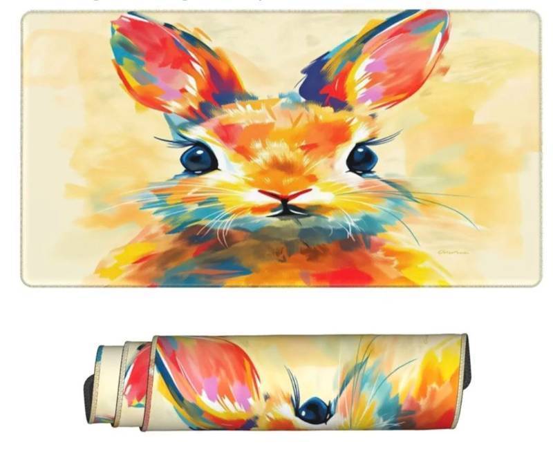 lot 1238 image: Turamurra Colorful Bunny Gaming Mouse Pad Gifts 31.5 x 11.8, Non-Slip Rubber Base MousePads for Computers Laptop School Office Home Accessories Decor, Mouse Pad, Keyboard Desk Mat