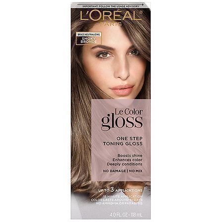 lot 57411 image: LOreal Paris Le Color Gloss One Step Toning Gloss Hair Color  4 Smoky Blonde  4 fl oz - Retail $21