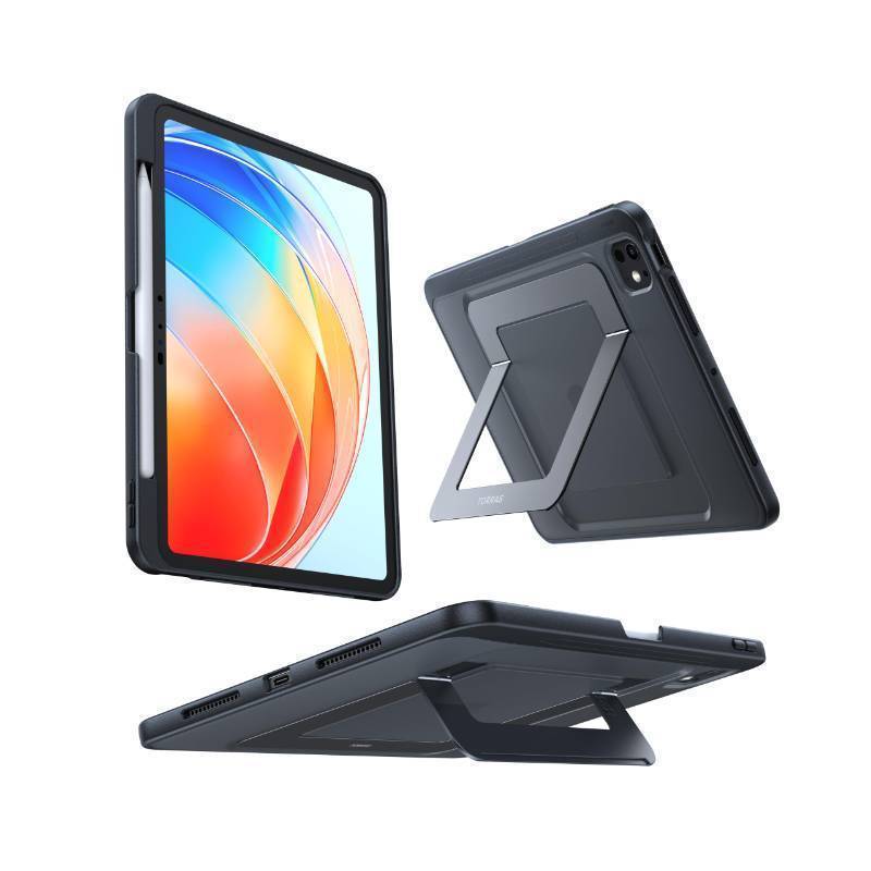 lot 35668 image: K1 Guardian for iPad Pro 11 inch Case M5 2025 & 2024 M4, Ultra Stable Stand, Multiple Adjustable Viewing Angles, Slim Protective Kickstand iPad Pro 11 Case with Pencil Holder, Black - Retail $47