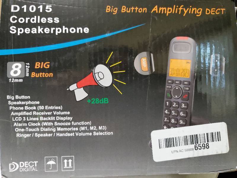lot 57117 image: D1015 Cordless Speakerphone with Big Button Amplifying Features - Retail $45