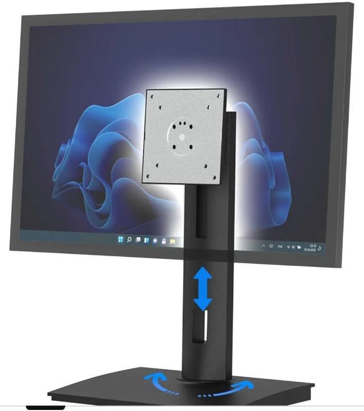 lot 57222 image: Monitor Stand with Spring-Adjustable Height, Swivel, Tilt, Rotation Vesa Stand, Compatible with Monitors Within 27 inch and Weighing Between 7.7-11lb  - Retail $36