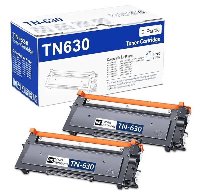 lot 58009 image: TN630 Toner Cartridge Replacement for Brother TN-630 Toner Cartridge Black High Yield Work with HL-L2300D HL-L2380DW HL-L2320D DCP-L2540DW MFC-L2700DW MFC-L2685DW 2 Pack - Retail $55