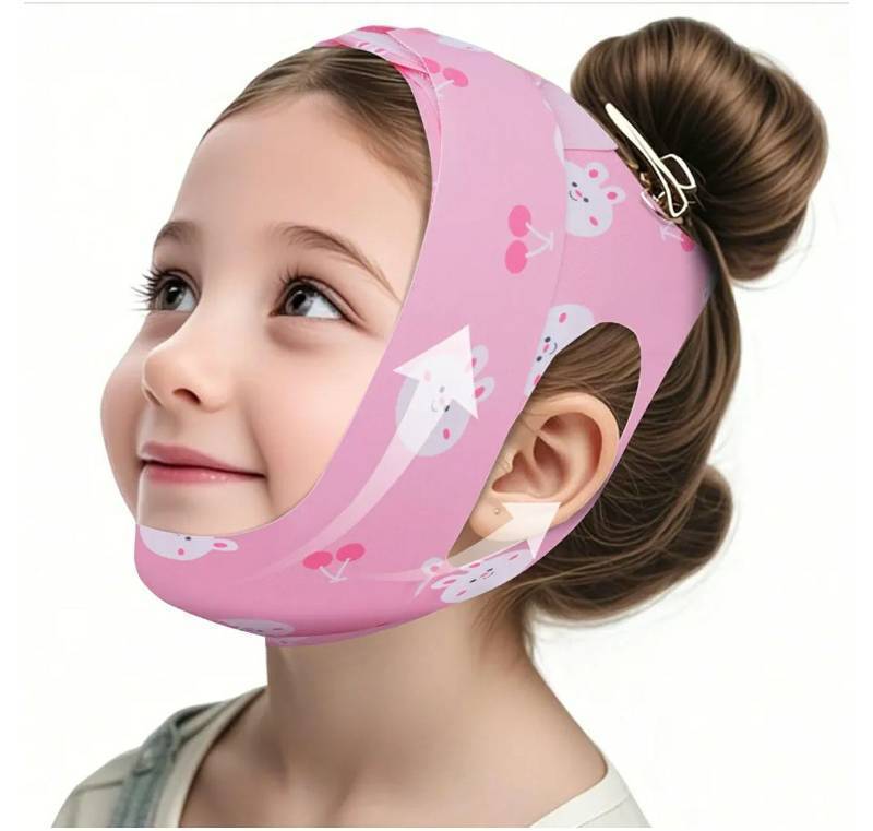 lot 17359 image: Anti-Snoring Chin Strap for Sleeping Kids, Professional Anti-Snoring Solution, Highly Breathable and Elastic, Adjustable Size, Suitable for Teens, Children and Petite Adults (Pink Cartoon) - Retail $20