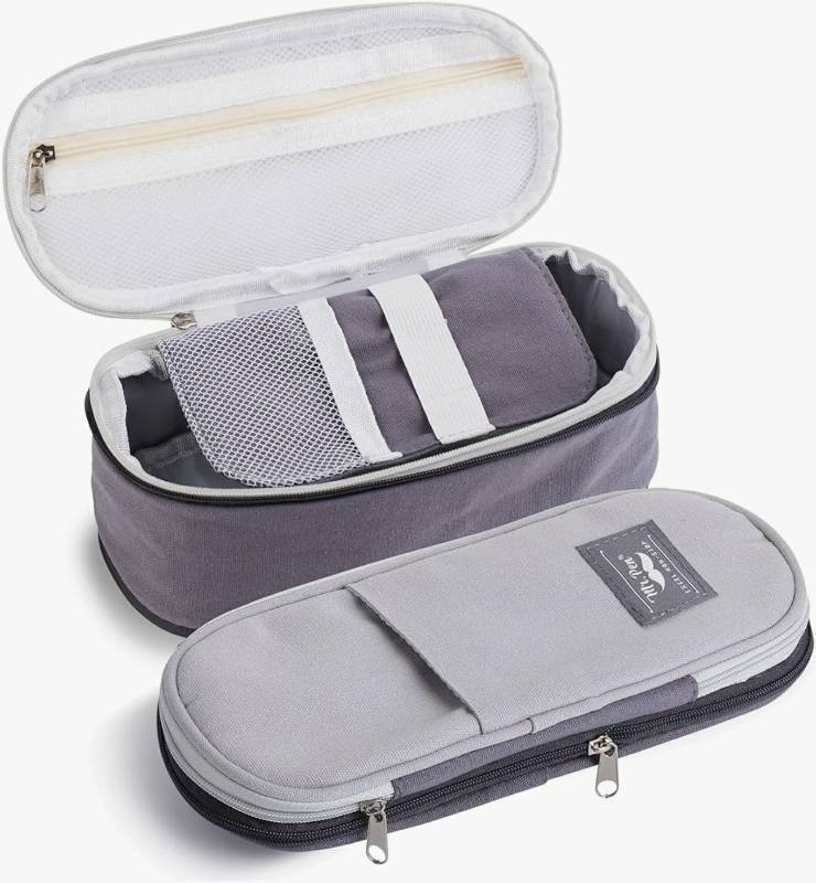 lot 17372 image: Mr. Pen- Pencil Case Large, Fabric Pencil Pouch Large, Grey, Pen BagSchool Supplies, Pencil Pouch Cute - Retail $7