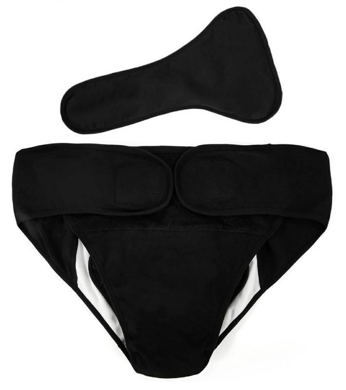 lot 17458 image: Adult Cloth Diaper Covers Waterproof, Adjustable Incontinence Plastic Pants with Absorbent Liner, Washable Rubber Diaper Underwear (Black, Medium) - Retail $30