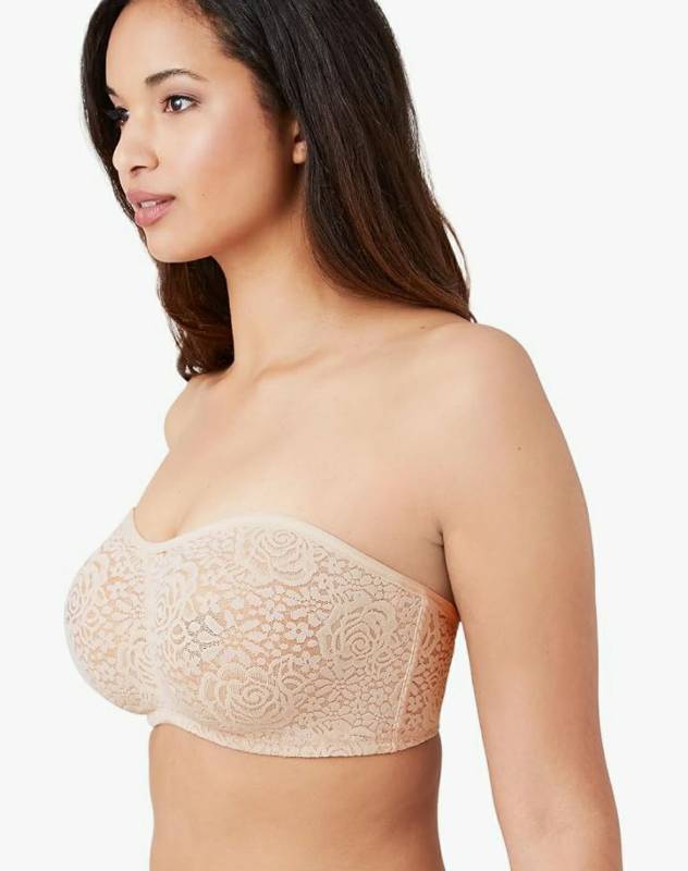 lot 17470 image: Womens Halo Lace Unlined Mid Coverage Underwire Strapless Bra 36DDD - Retail $65
