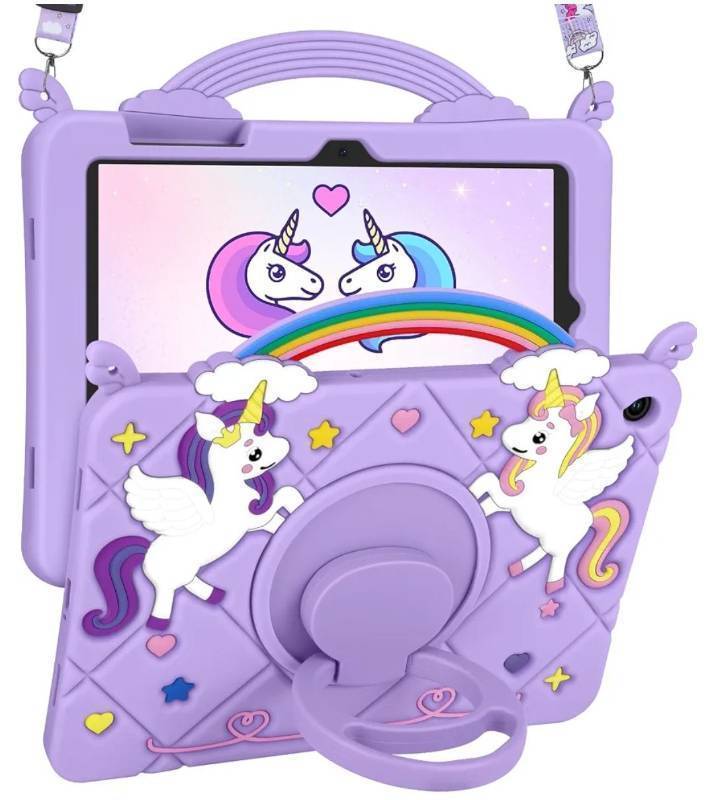 lot 17523 image: Samsung Galaxy Tab A9 Plus Case 11 Inch - Cute Girls Kawaii Cover Girly 3D Cartoon Teen with Rotating Stand & Strap Purple Soft Silicone for Samsung A9 Plus Tablet Cases - Retail $20