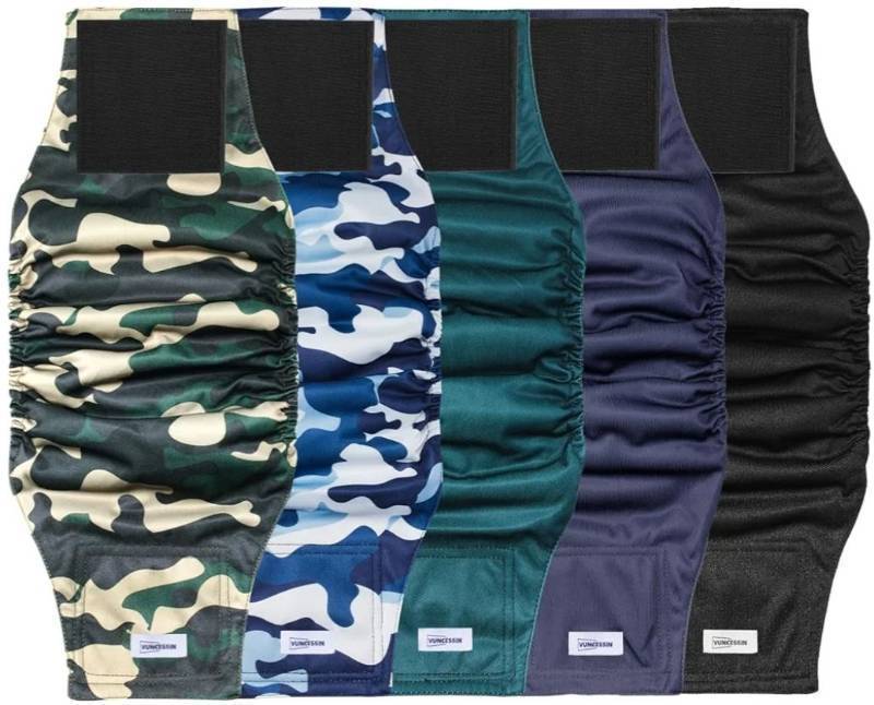 lot 28079 image: Reusable Dog Diapers Male, Premium Washable Belly Bands for Dogs, Pack of 5, High Absorbing Small Dog Wraps for Doggie & Puppy in Incontinence or Excitable Urination and Training(XS) - Retail $14