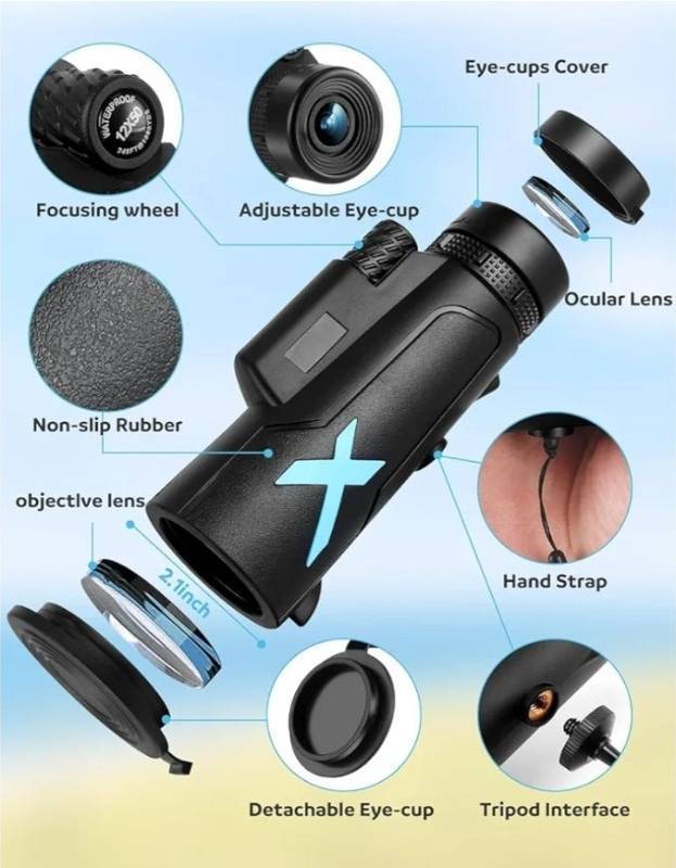 lot 63291 image: 12x50 High Power HD Monocular Telescope only. - Retail $160