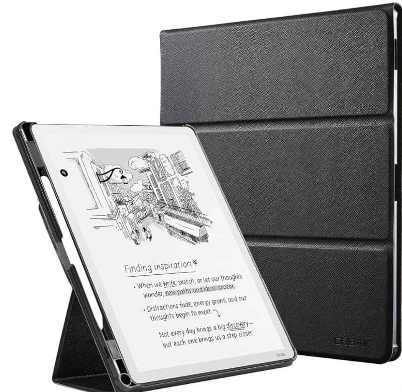 lot 63335 image: Case for 11 Kindle Scribe 3rd Generation 2025, Kindle Scribe Colorsoft with Two Viewing Angles - All New PU Leather Cover with Auto Sleep Wake, Pen Holder. Black - Retail $40