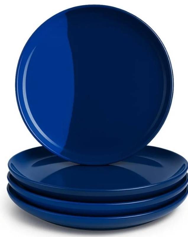 lot 63336 image: Thomas Fuchs Creative 12 & 12 Melamine Side Plates Set of 4, Chip and Break-Resistant, Durable Salad Plates, Kid-Friendly Dessert Plates for Indoor and Outdoor, Dishwasher Safe, CobaltNavy(8) - Retail $54