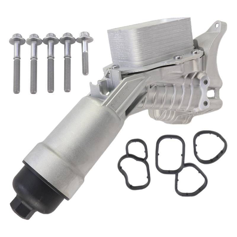lot 63887 image: Aluminum Engine Oil Cooler Filter Housing with Cooler Sensor & Gaskets for BMW B46 B48 330e 330i 430i 530i 630i 730Li X3 X4 X5 X6 Z4 2017-2023, Replaces 11428651710 11428580414 - Retail $135