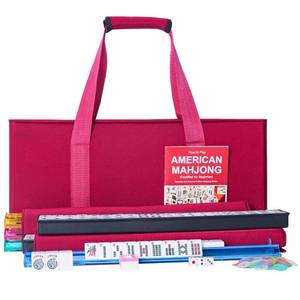 lot 58936 image: American Mahjong Set,166 White Tiles with Red Bag and Accessories,4 All-in-One Mahjong Racks with Pushers,Complete Western Mahjong Set - Retail $67