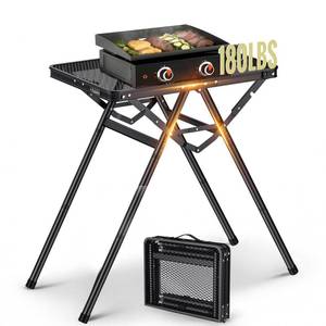 lot 58938 image: 2ft Folding Grill Table, Supports 180Lbs, 2 Heights 27.5 for Camping - Retail $52