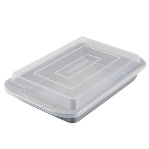 lot 58943 image: Farberware Nonstick Bakeware Rectangular Cake Pan with Lid for Baking, Gray - Retail $22