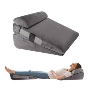 lot 58952 image: 3Pcs Wedge Pillow Set for After Surgery,Acid Reflux Relief, Adjustable Bed Wedge Pillows for Sleeping,Anti Snore, Memory Foam Triangle Pillow for Back&Neck&Shoulder Pain Relief, Plush Grey - Retail $56
