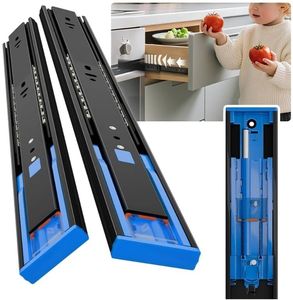 lot 58963 image: Push to Open Soft Close Drawer Slides 5 Pairs 10 12 14 16 18 20 22 24 Inch 100 LB Load Capacity Side Mount Full Extension Cabinet Runner Ball Bearing Kitchen Dresser Glide��Black,14inch - Retail $73