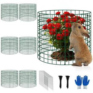lot 58966 image: 6 Pack 12x12 Inch Plant Protector Cages, Wire Plant Cover for Animals - Retail $20