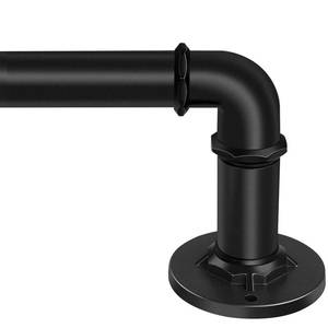 lot 58981 image: 30-120 Inch Wrap Around Curtain Rod 1 Diameter for 30-114 Windows, Adjustable Curtains Rod, Black Industrial Curtain Rods for Windows Heavy Duty Window Treatment Rods for Blackout Curtains 1 Pack - Retail $16